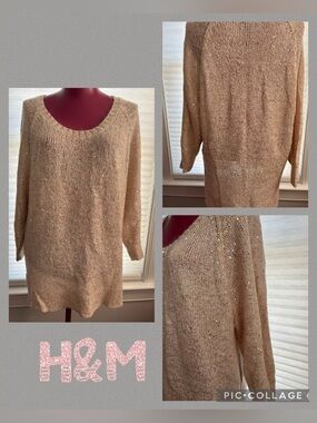 H&M blush colored sequins sweater in Medium